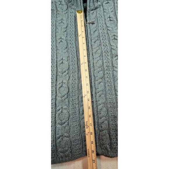 Blarney Wool Cable Knit Fisherman Sweater Cardigan Medium Full Zip Moss Green - Picture 6 of 16